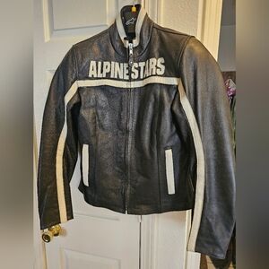 Alpinestar Stella Leather Motorcycle Jacket Women's LARGE Black White